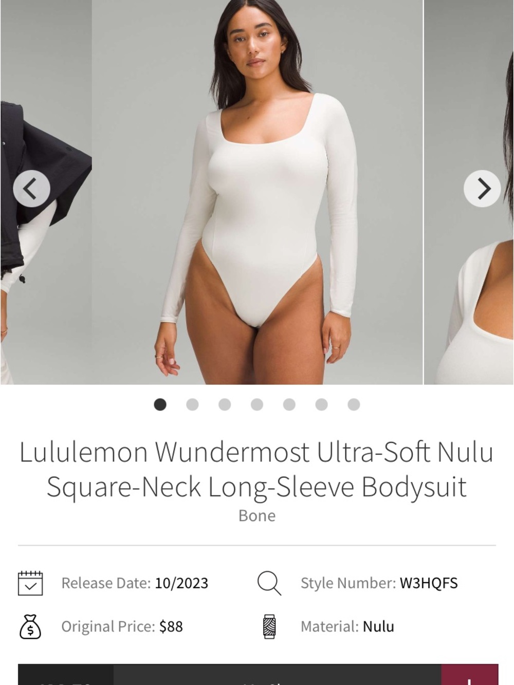 lululemon athletica Bone Wundermost Ultra-Soft Square-Neck Long-Sleeve Bodysuit